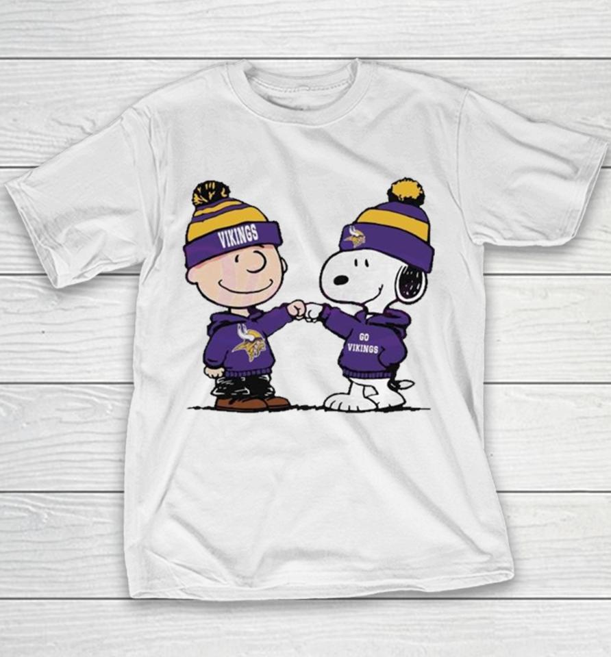 Charlie Brown And Snoopy Nfl Minnesota Vikings Football Go Vikings Cartoon Youth T-Shirt