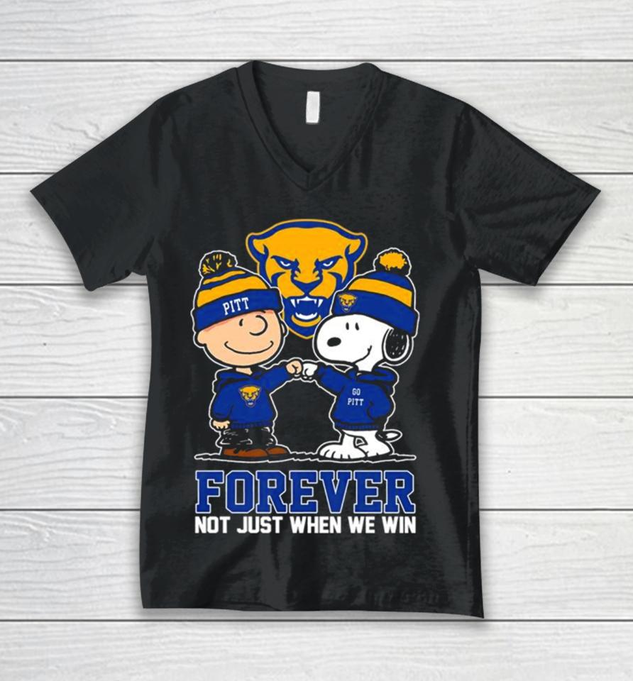 Charlie Brown And Snoopy Pittsburgh Panthers Forever Not Just When We Win Unisex V-Neck T-Shirt