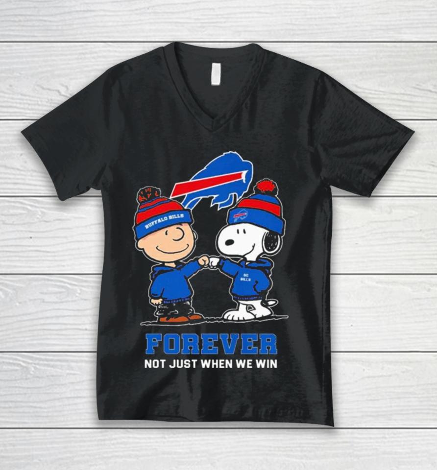 Charlie Brown Fist Bump Snoopy Buffalo Bills Forever Not Just When We Win Unisex V-Neck T-Shirt