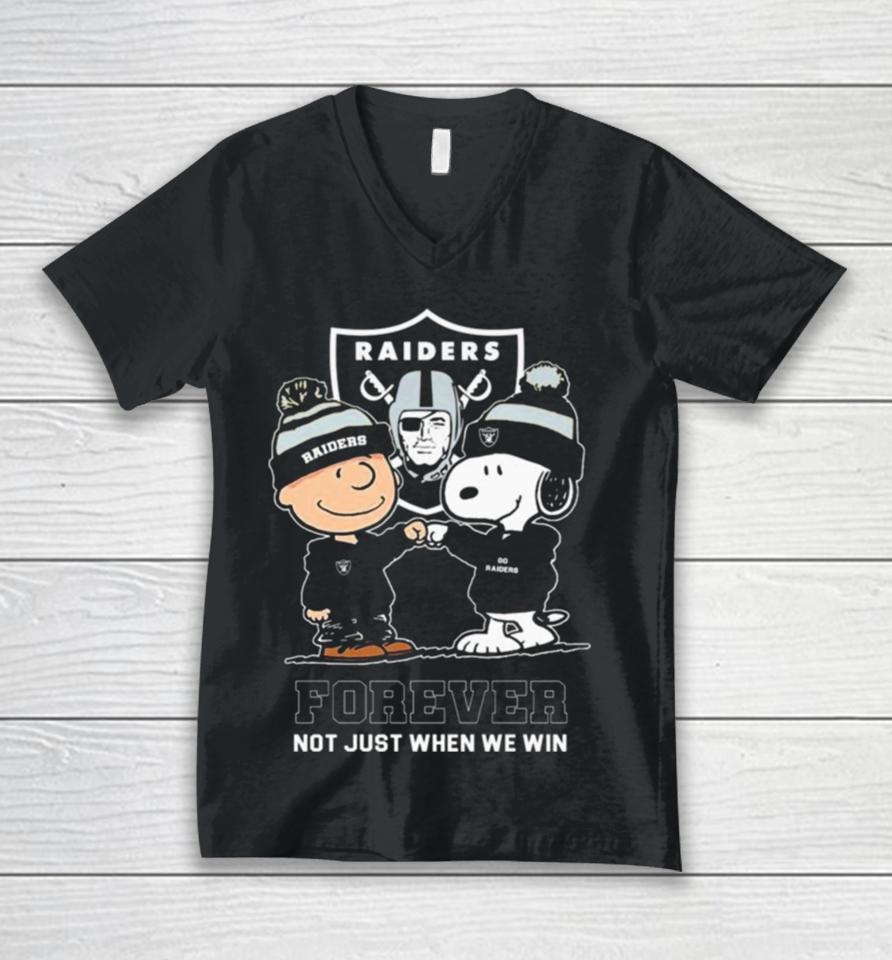 Charlie Brown Fist Bump Snoopy Las Vegas Raiders Forever Not Just When We Win Unisex V-Neck T-Shirt