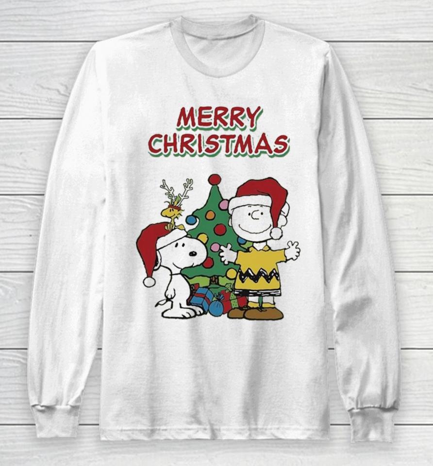 Charlie Brown With Snoopy Merry Xmas Happy Christmas Long Sleeve T-Shirt