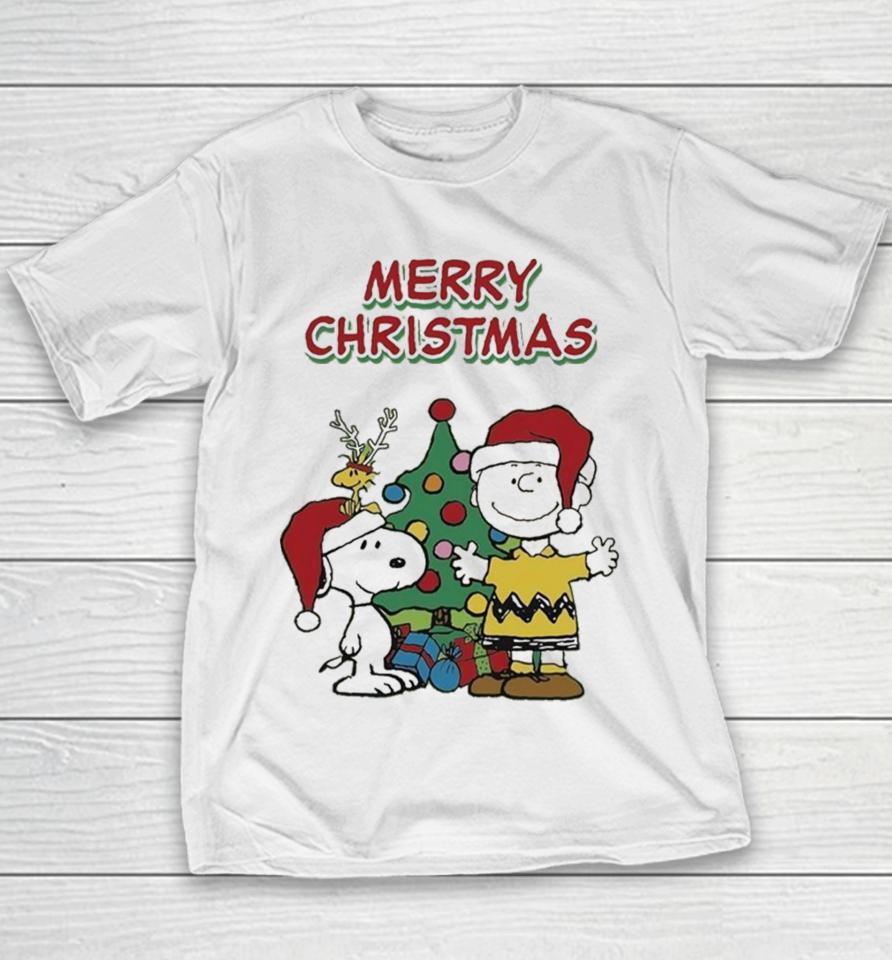 Charlie Brown With Snoopy Merry Xmas Happy Christmas Youth T-Shirt