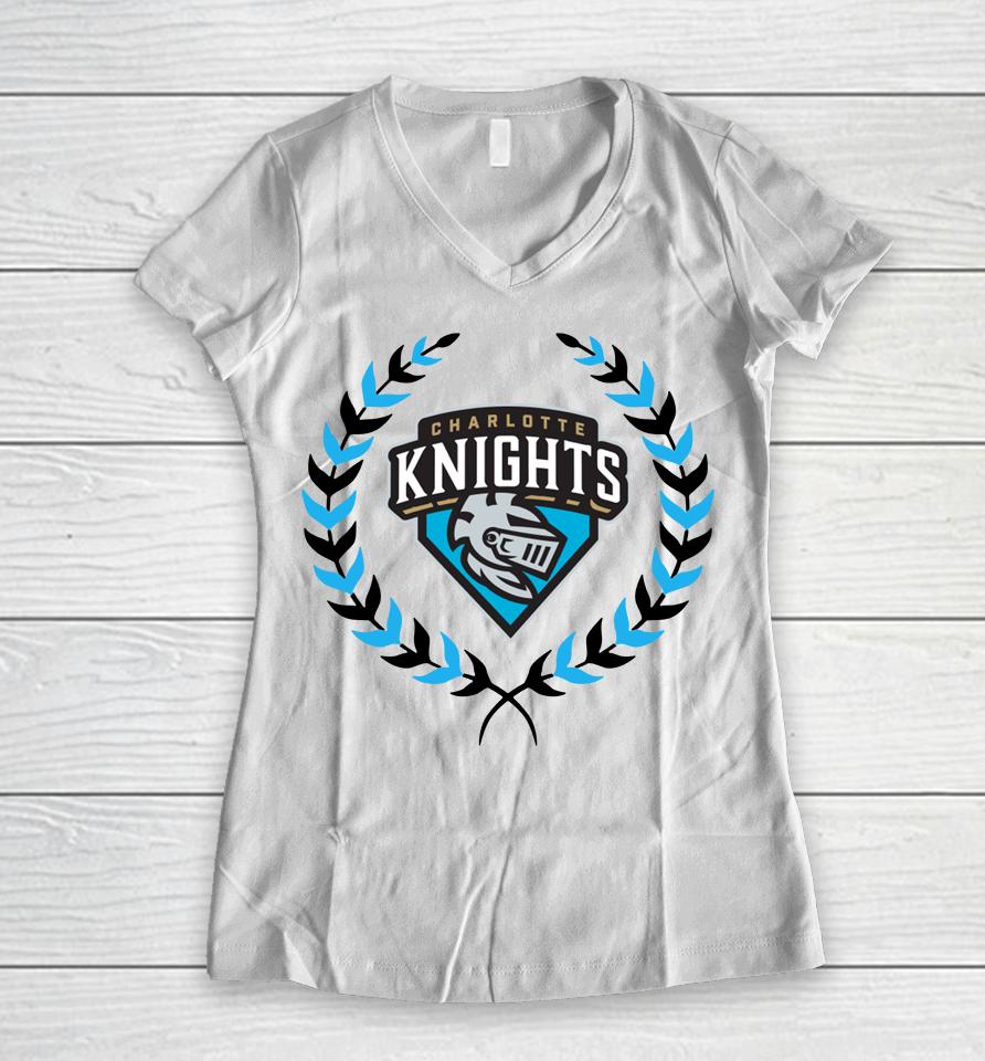 Charlotte Knights Champion Laurels Women V-Neck T-Shirt