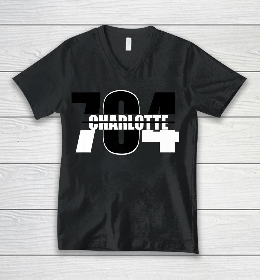 Charlotte Nc Area Code 704 Unisex V-Neck T-Shirt