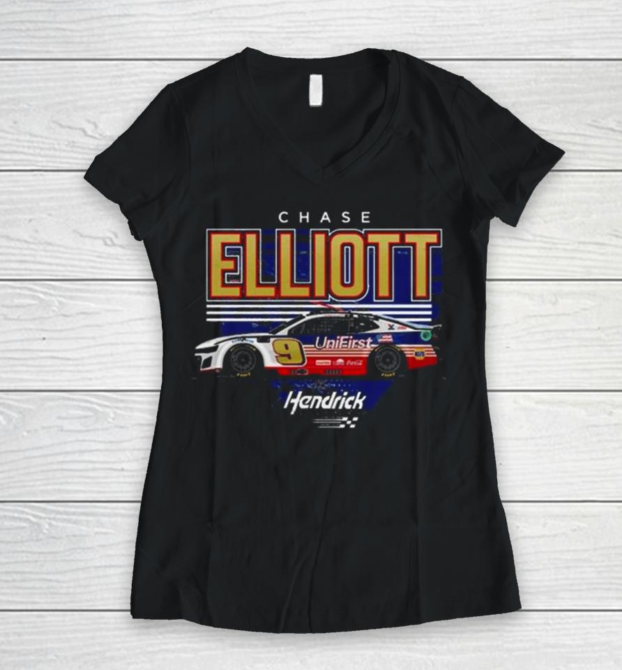 Chase Elliott Hendrick Motorsports Team Collection Unifirst Car 2024 Women V-Neck T-Shirt