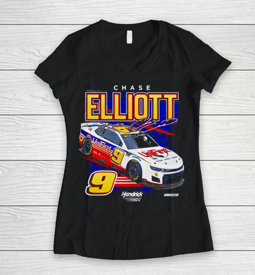Chase Elliott Hendrick Motorsports Team Collection Youth Unifirst Car Women V-Neck T-Shirt