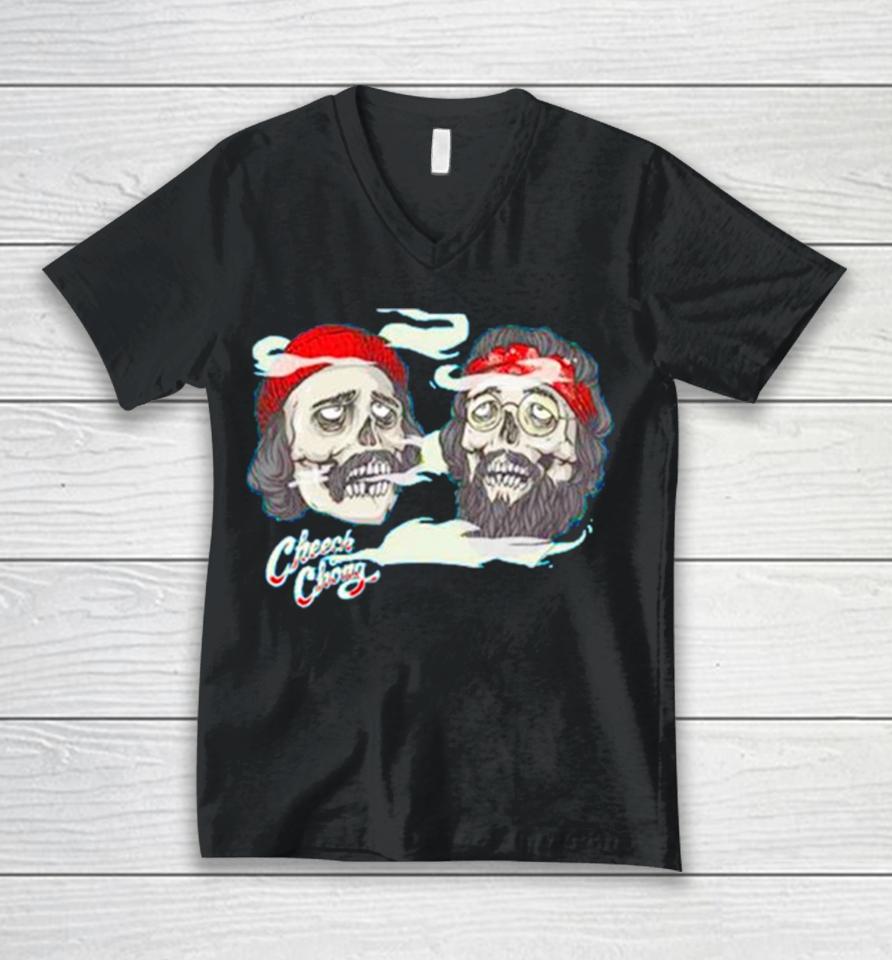 Cheech And Chong Skull Smoking Unisex V-Neck T-Shirt