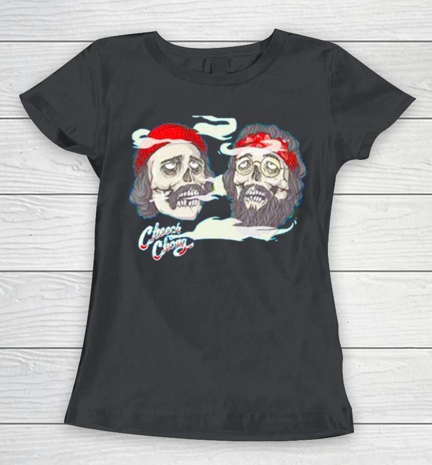 Cheech And Chong Skull Smoking Women T-Shirt