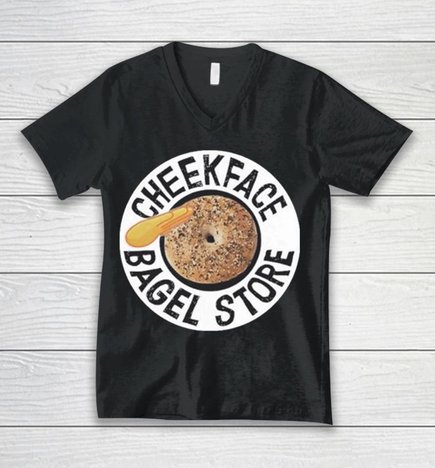 Cheekface Bagel Donut Black Sesame, White Sesame Unisex V-Neck T-Shirt