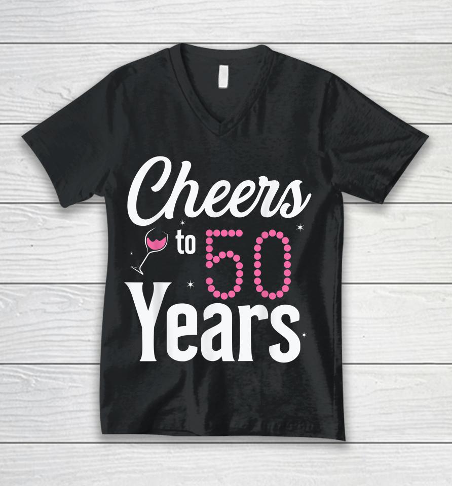 Cheers To 50 Years 50Th Birthday Born In 1972 Unisex V-Neck T-Shirt