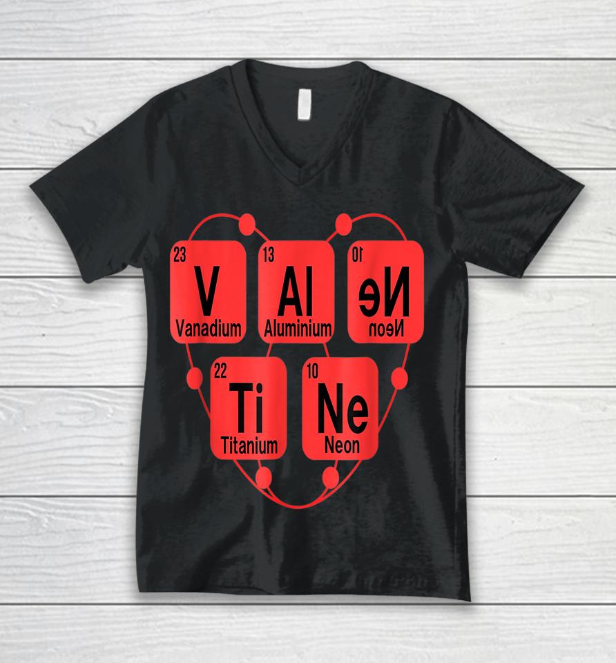 Chemistry Periodic Table Valentine's Day Unisex V-Neck T-Shirt