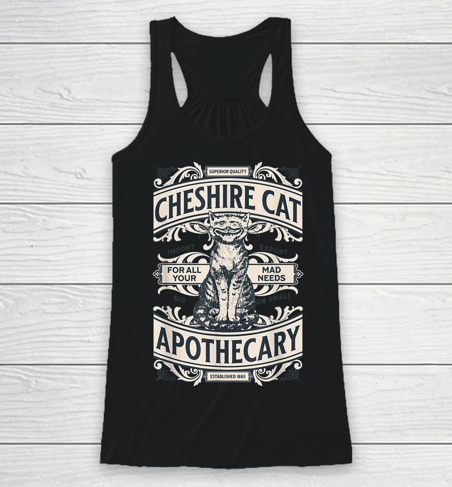 Cheshire Cat - Alice In Wonderland Vintage Book Design Racerback Tank
