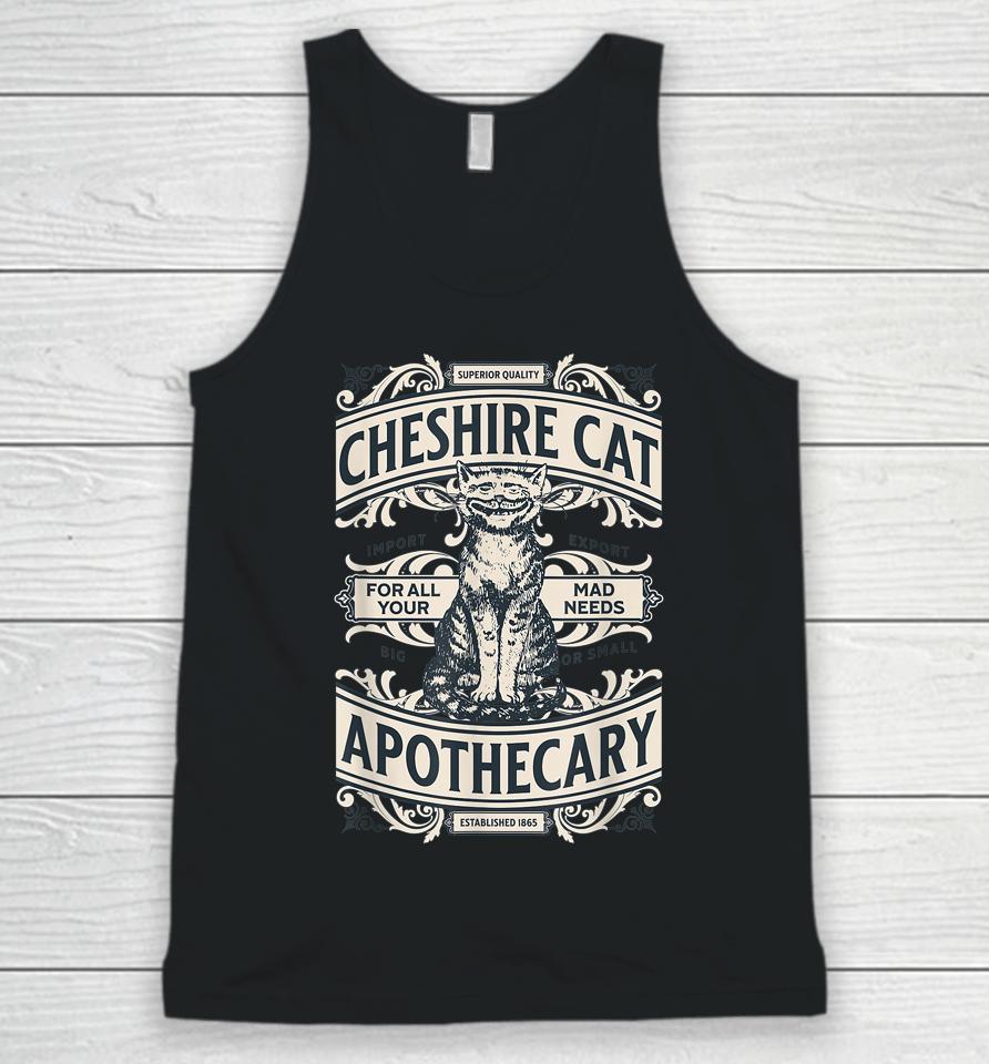 Cheshire Cat - Alice In Wonderland Vintage Book Design Unisex Tank Top