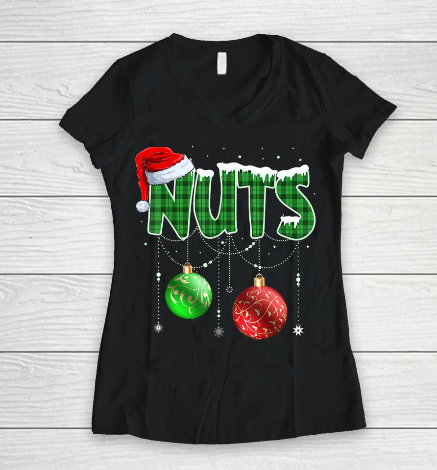 Chest Nuts Christmas T Shirt Matching Couple Chestnuts Women V-Neck T-Shirt