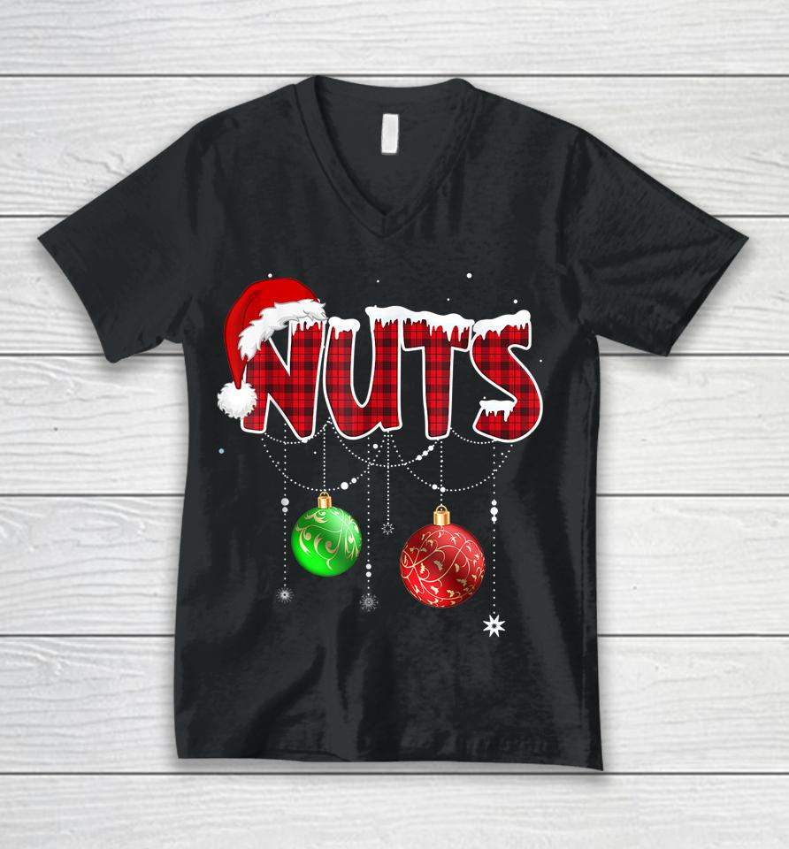 Chest Nuts Funny Matching Chestnuts Christmas Couples Nuts Unisex V-Neck T-Shirt