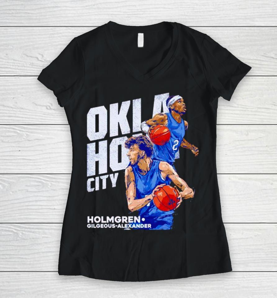 Chet Holmgren Shai Gilgeous Alexander Oklahoma City Thunder Women V-Neck T-Shirt