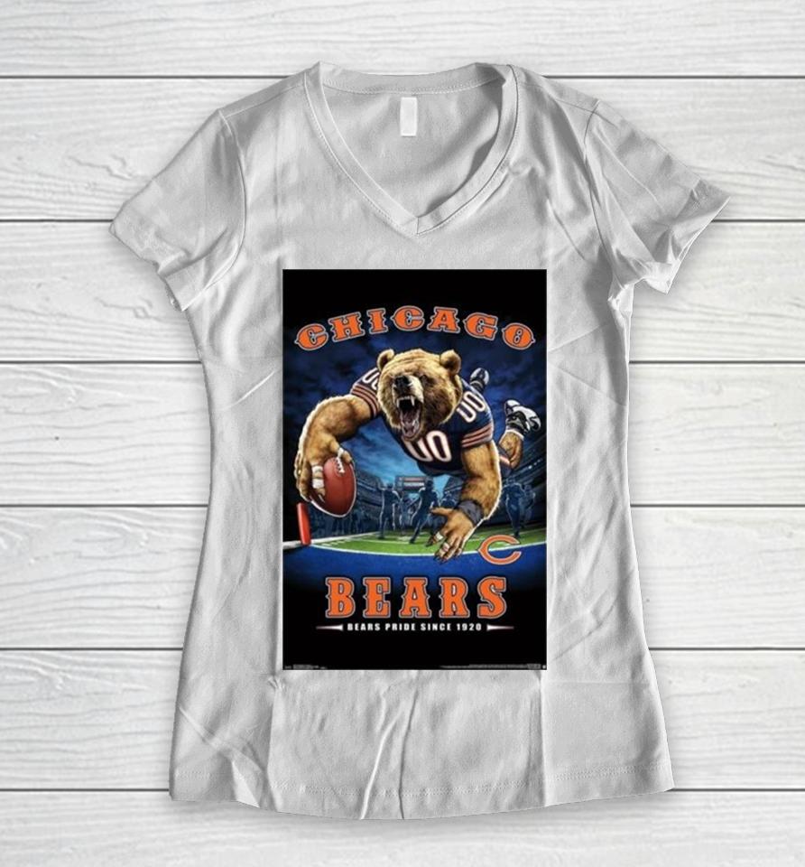 Chicago Bears Bears Pride Since 1920 Nfl Theme Art Poster Women V-Neck T-Shirt