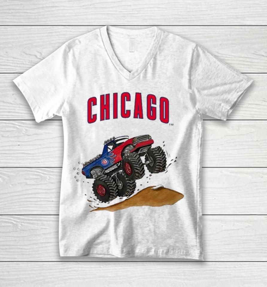 Chicago Cubs Monster Truck Mlb Unisex V-Neck T-Shirt