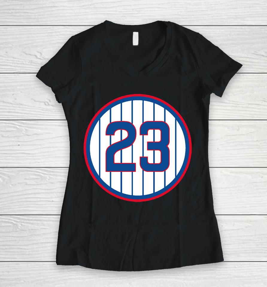 Chicago Cubs Ryne Sandberg Retirement Women V-Neck T-Shirt