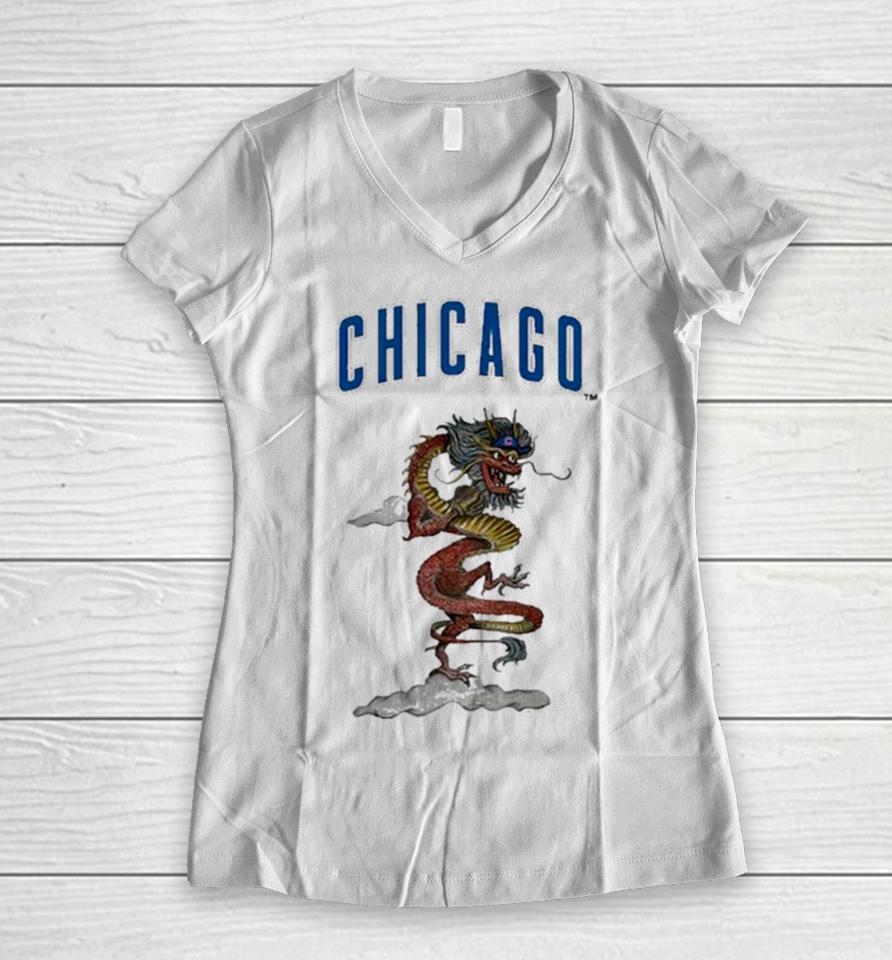 Chicago Cubs Tiny Turnip Infant 2024 Year Of The Dragon Women V-Neck T-Shirt