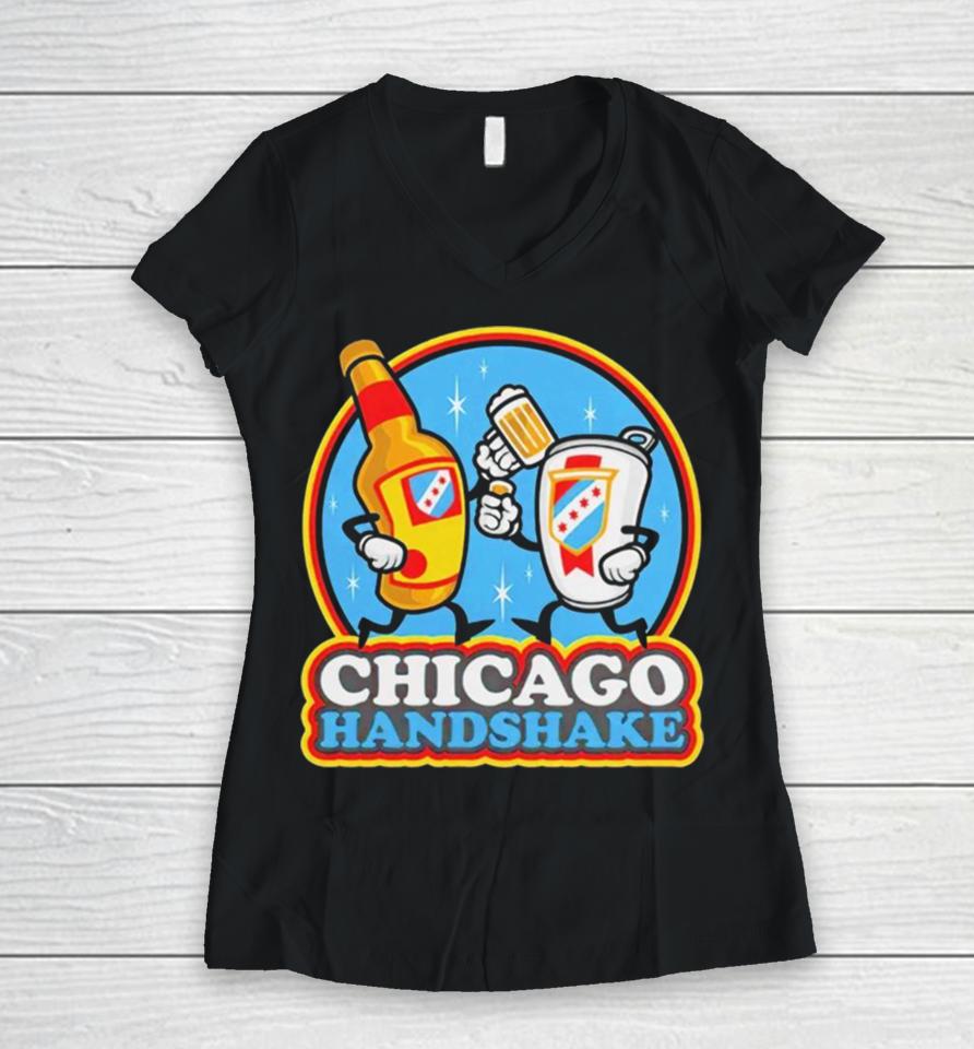 Chicago Handshake Women V-Neck T-Shirt
