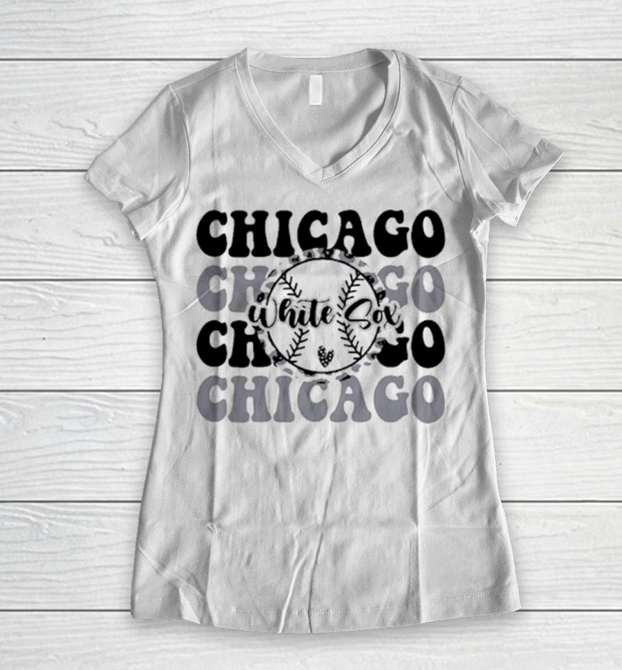 Chicago White Sox Baseball Mlb Love Women V-Neck T-Shirt
