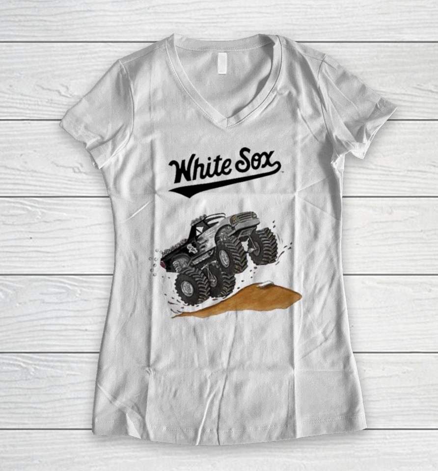 Chicago White Sox Monster Truck Mlb Women V-Neck T-Shirt