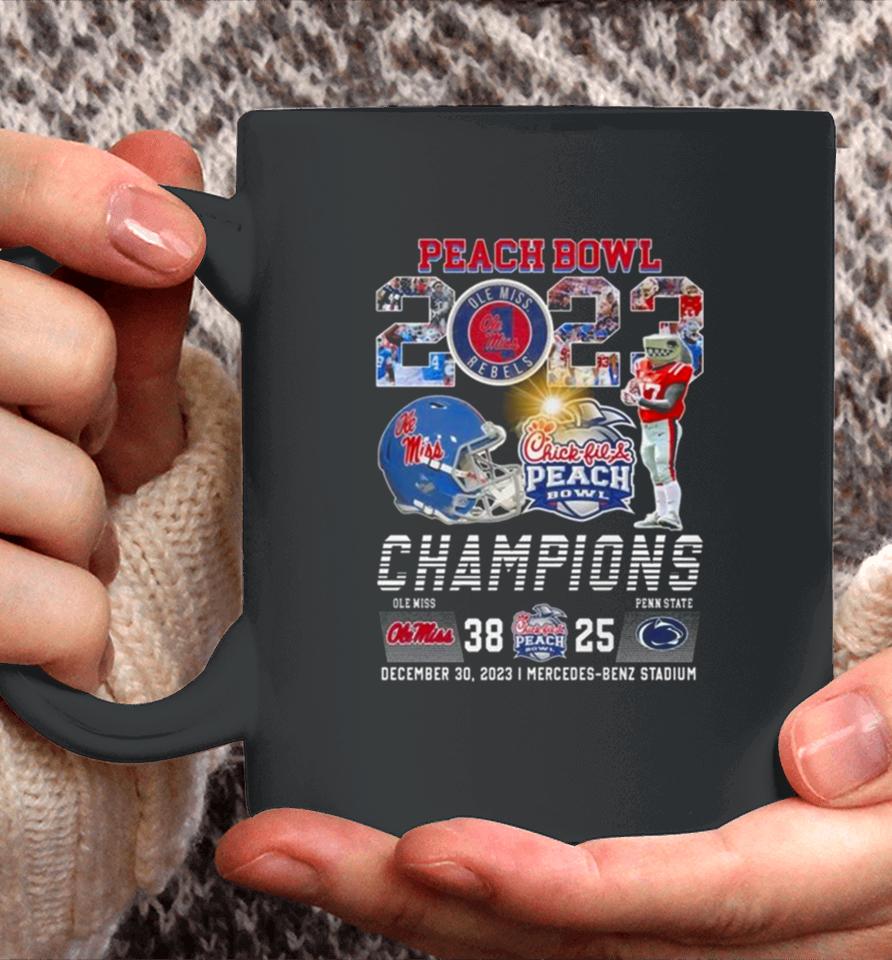 Chick Fil Peach Bowl 2023 Champions Ole Miss Rebels 38 25 Penn State Nittany Lions Coffee Mug