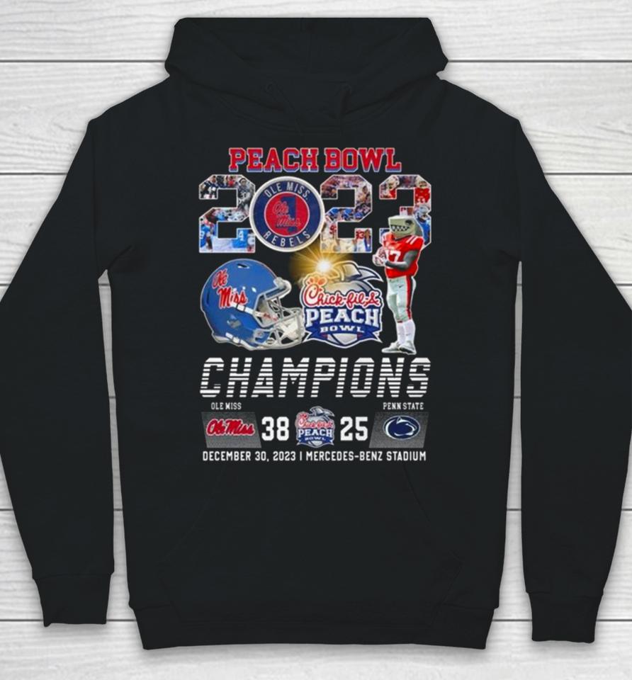 Chick Fil Peach Bowl 2023 Champions Ole Miss Rebels 38 25 Penn State Nittany Lions Hoodie