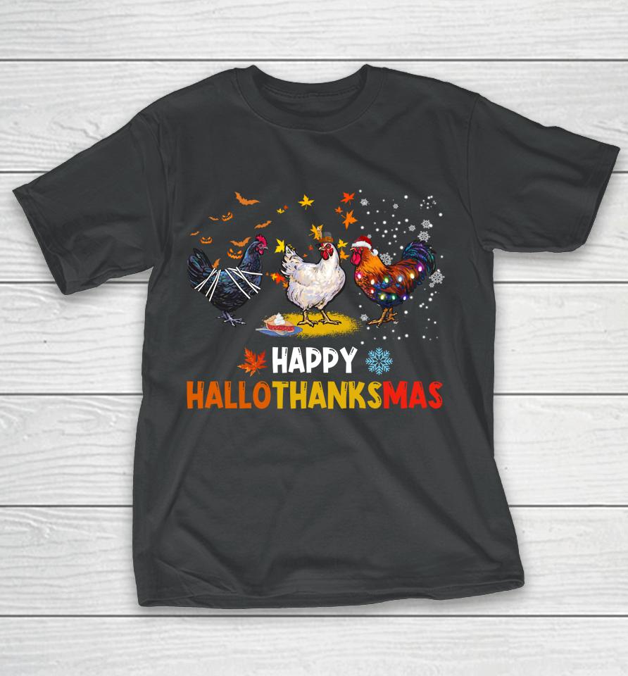 Chicken Halloween Happy Hallothanksmas Autumn Thanksgiving T-Shirt