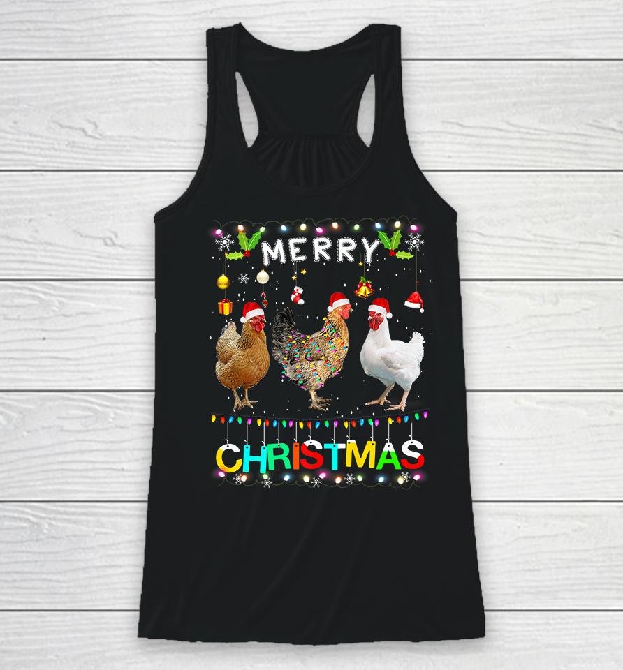 Chicken Merry Christmas Racerback Tank