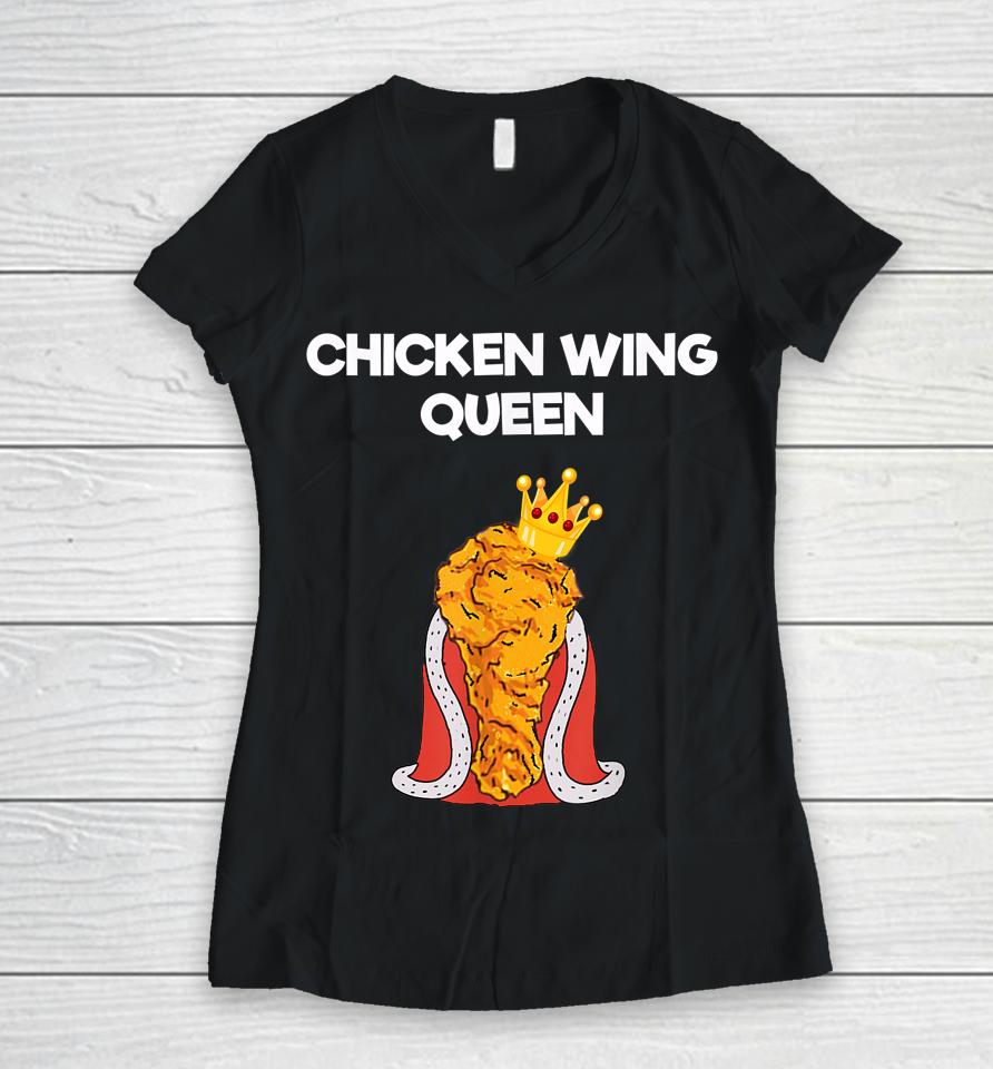Chicken Wing Queen Women V-Neck T-Shirt