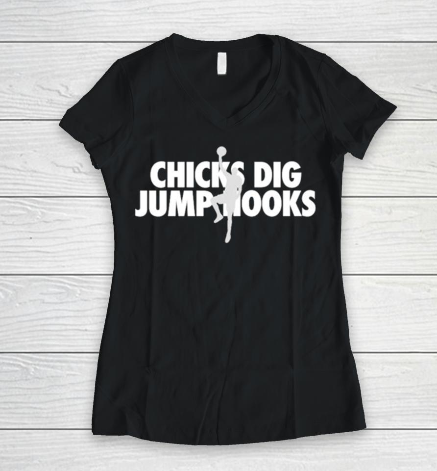 Chicks Dig Jump Hooks Women V-Neck T-Shirt