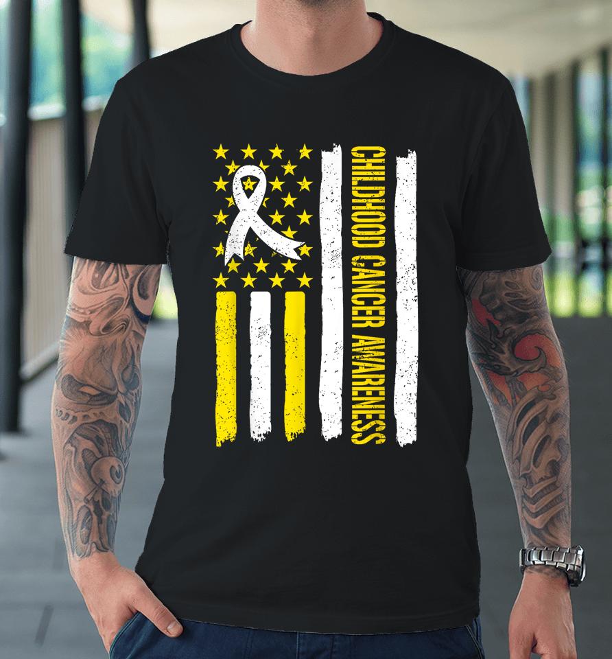Childhood Cancer Awareness Month Ribbon Flag Premium T-Shirt