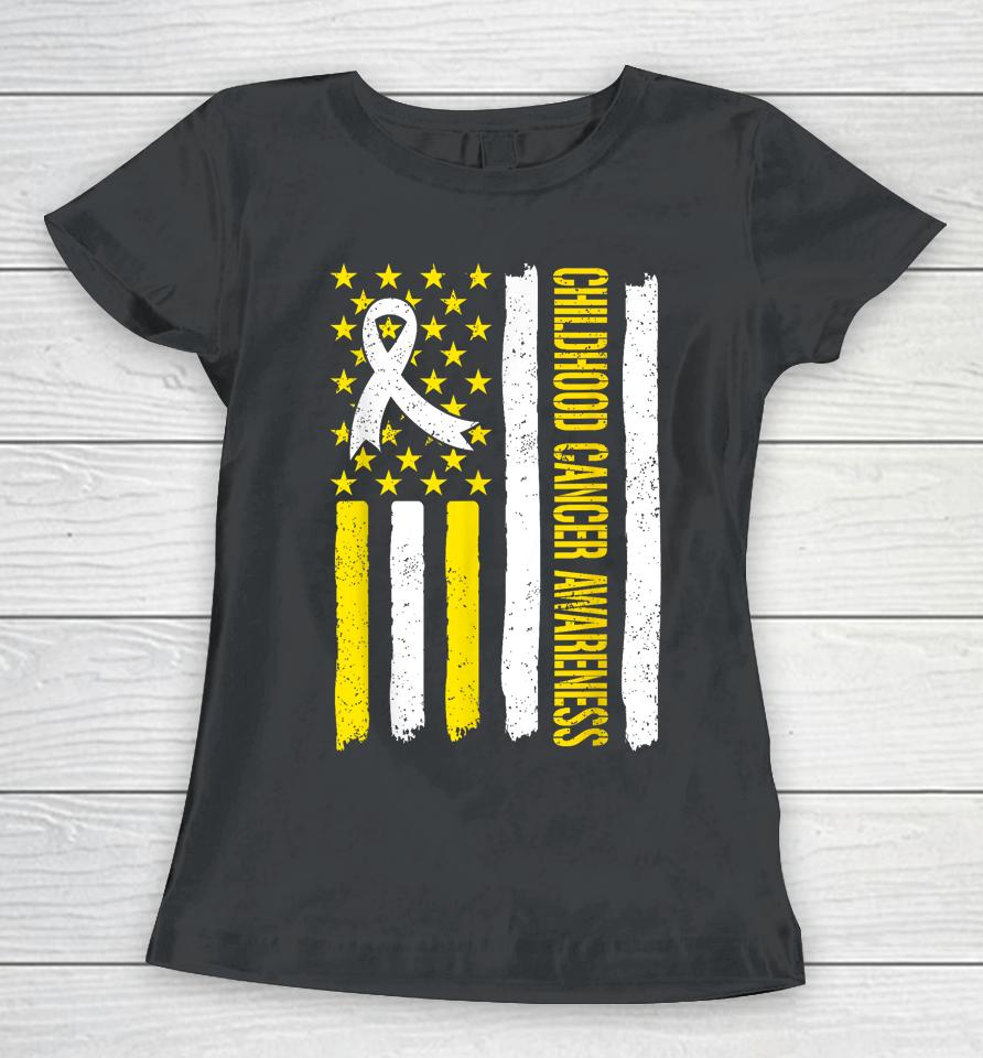 Childhood Cancer Awareness Month Ribbon Flag Women T-Shirt