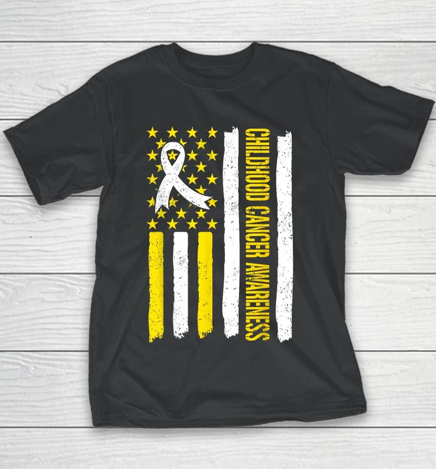 Childhood Cancer Awareness Month Ribbon Flag Youth T-Shirt