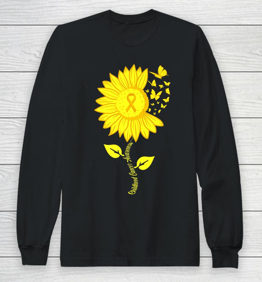 Childhood Cancer Awareness Sunflower September Cancer Long Sleeve T-Shirt
