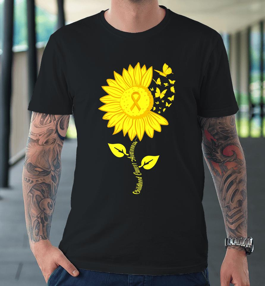Childhood Cancer Awareness Sunflower September Cancer Premium T-Shirt