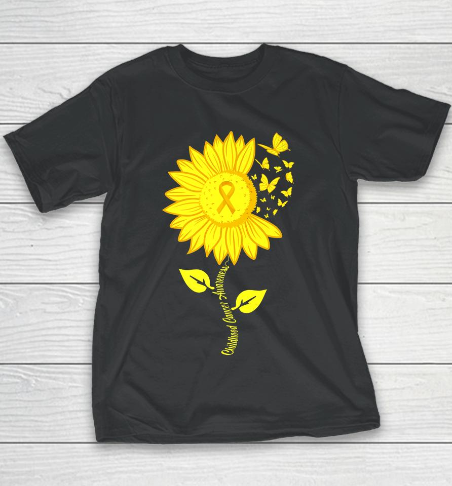 Childhood Cancer Awareness Sunflower September Cancer Youth T-Shirt