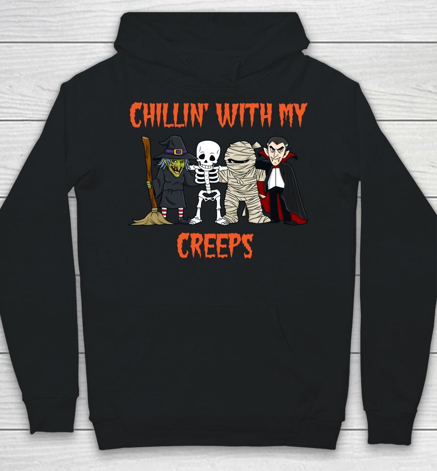 Chillin' With My Creeps Vampire Halloween Skeleton Witch Hoodie