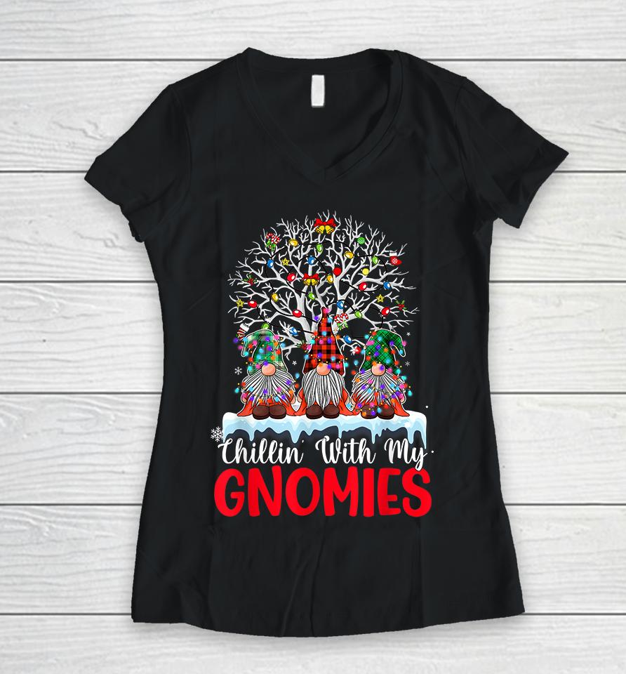 Chillin With My Gnomie Christmas Women V-Neck T-Shirt