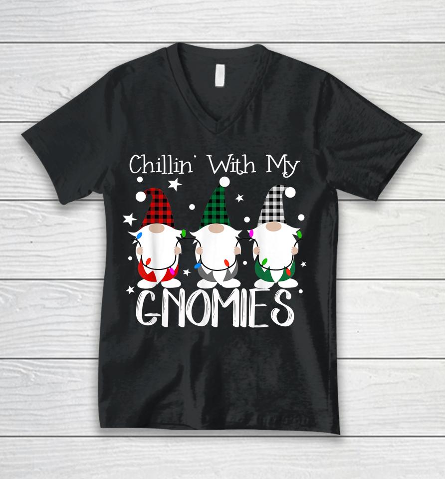 Chillin With My Gnomies Christmas Pamajas Family Funny Xmas Unisex V-Neck T-Shirt