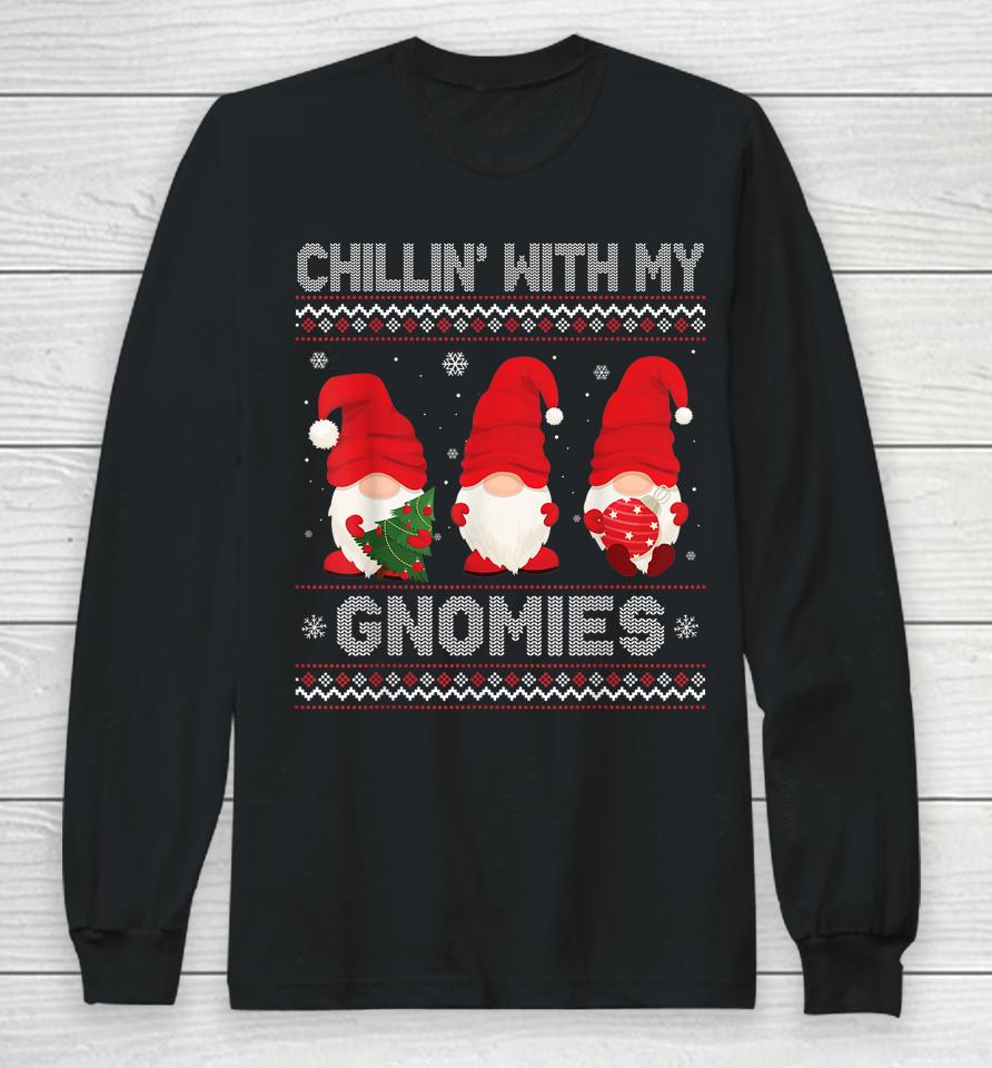 Chillin With My Gnomies Matching Family Christmas Tree Light Long Sleeve T-Shirt