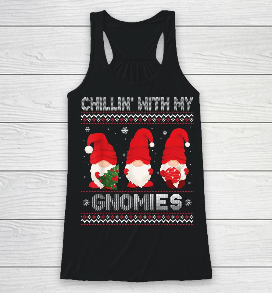 Chillin With My Gnomies Matching Family Christmas Tree Light Racerback Tank