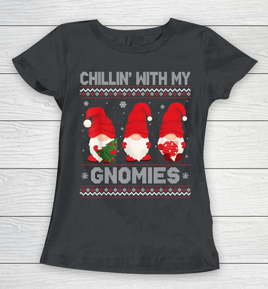 Chillin With My Gnomies Matching Family Christmas Tree Light Women T-Shirt