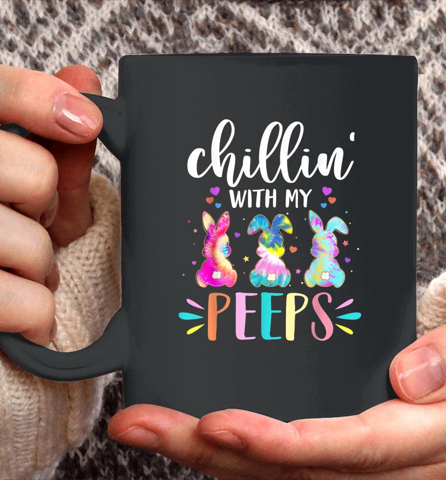 Chillin' With My Peep Teacher Tie Dye Easter Day Coffee Mug