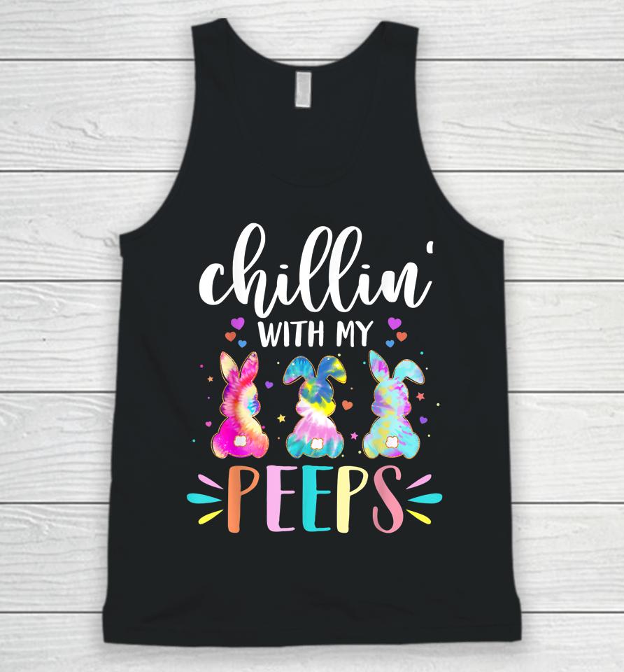 Chillin' With My Peep Teacher Tie Dye Easter Day Unisex Tank Top