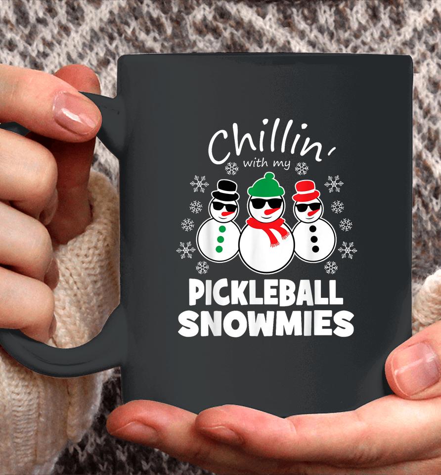 Chillin With My Pickleball Snowmies Funny Christmas Coffee Mug