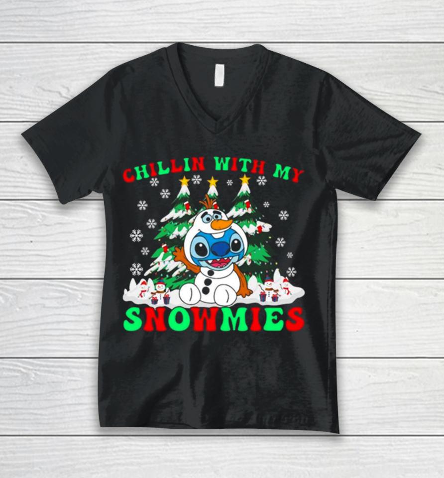 Chillin With My Snowman Stitch Christmas Unisex V-Neck T-Shirt
