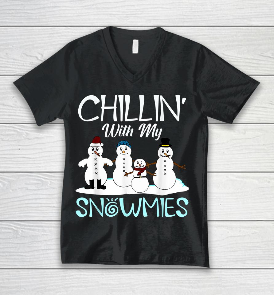 Chillin' With My Snowmies Unisex V-Neck T-Shirt